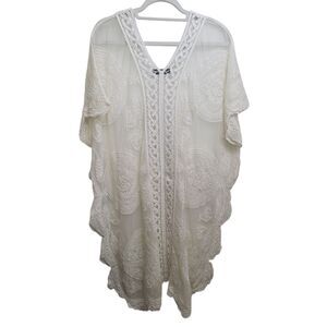 Accessory St New York Crochet White/Off White Sheer Swimsuit Cover Up